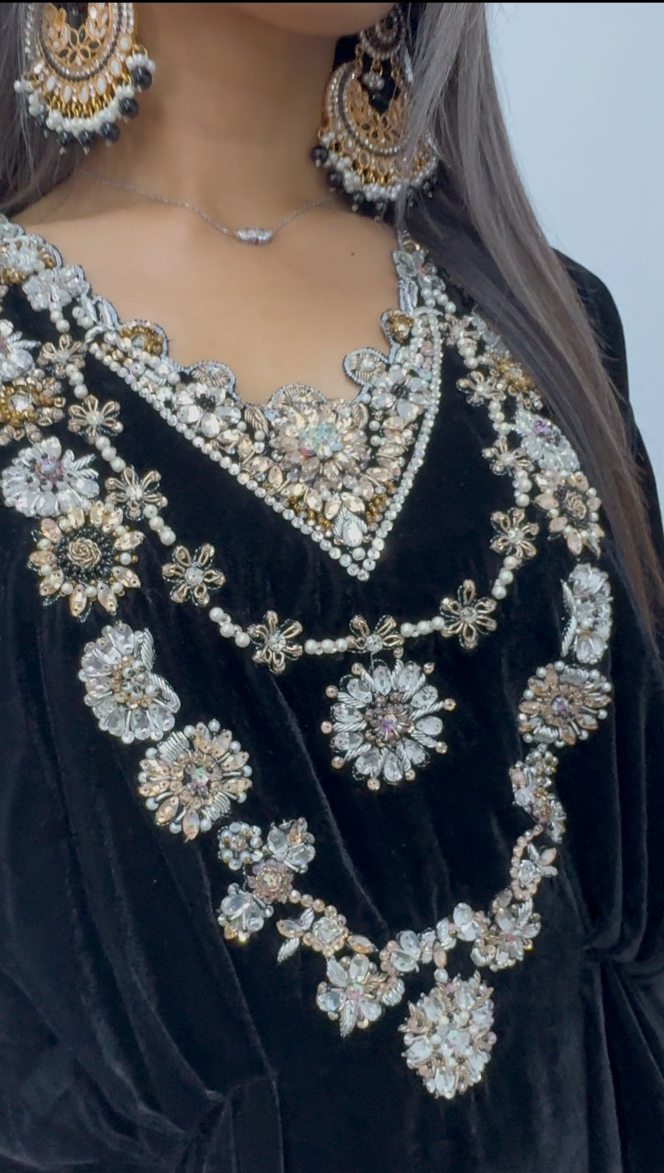 Raat 2 - Black Kaftaan -  Velvet Kaftan - AC