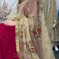 (Pre Order 3/4 Weeks) “GUL BANO” - Hand Painted Dupatta with Hand Work -Anarkali - Maroon Gold - Noor