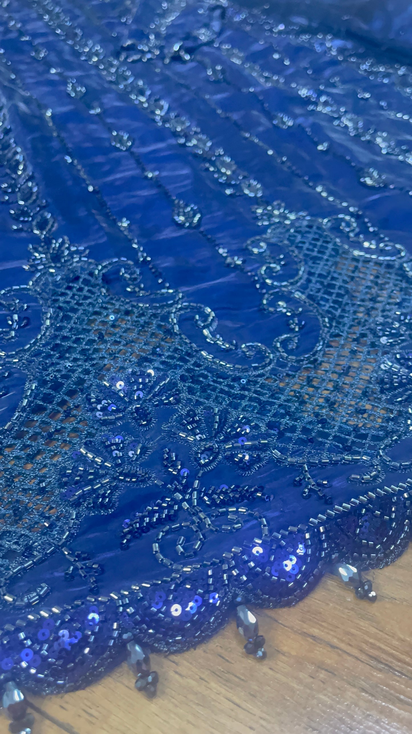 Tara - Korean Silk Cut Dana - Party Wear - CutWork - Navy Blue - taara