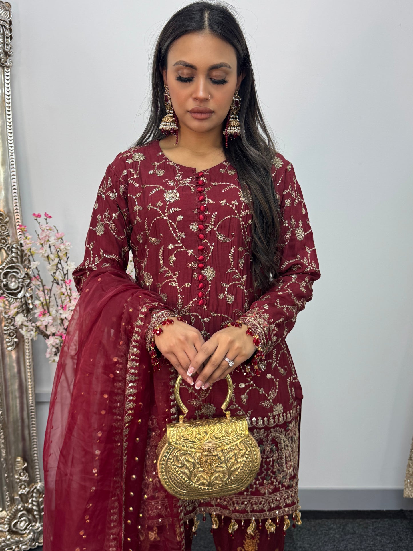 “Dulhan” Maria B Inspired - Maroon Garara - R