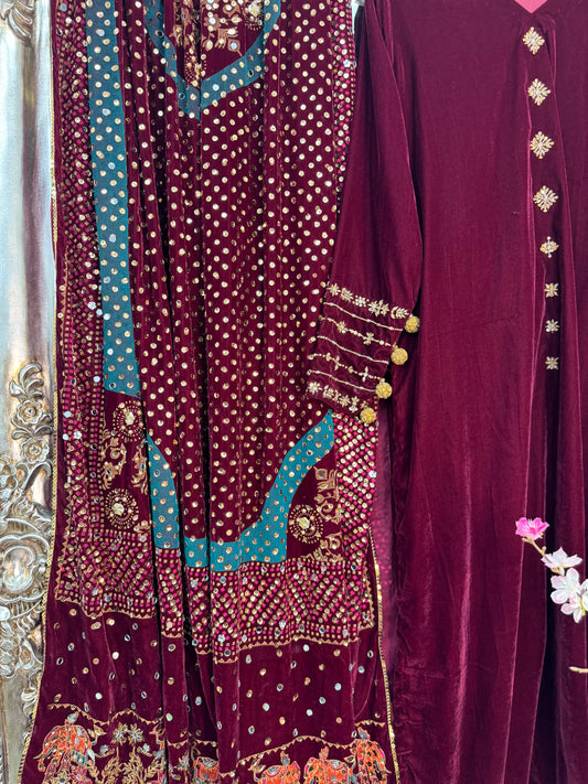 Komal - maroon Velvet