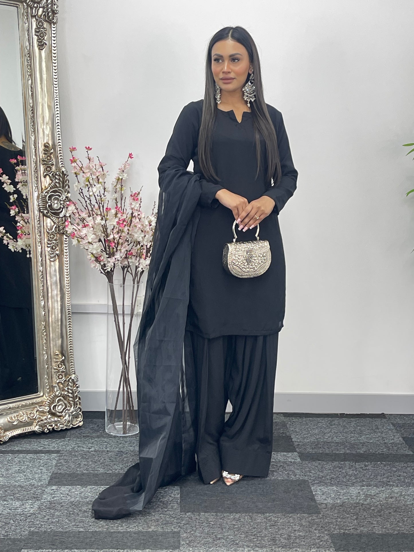 Saba - Farshi Shalwar - black -P