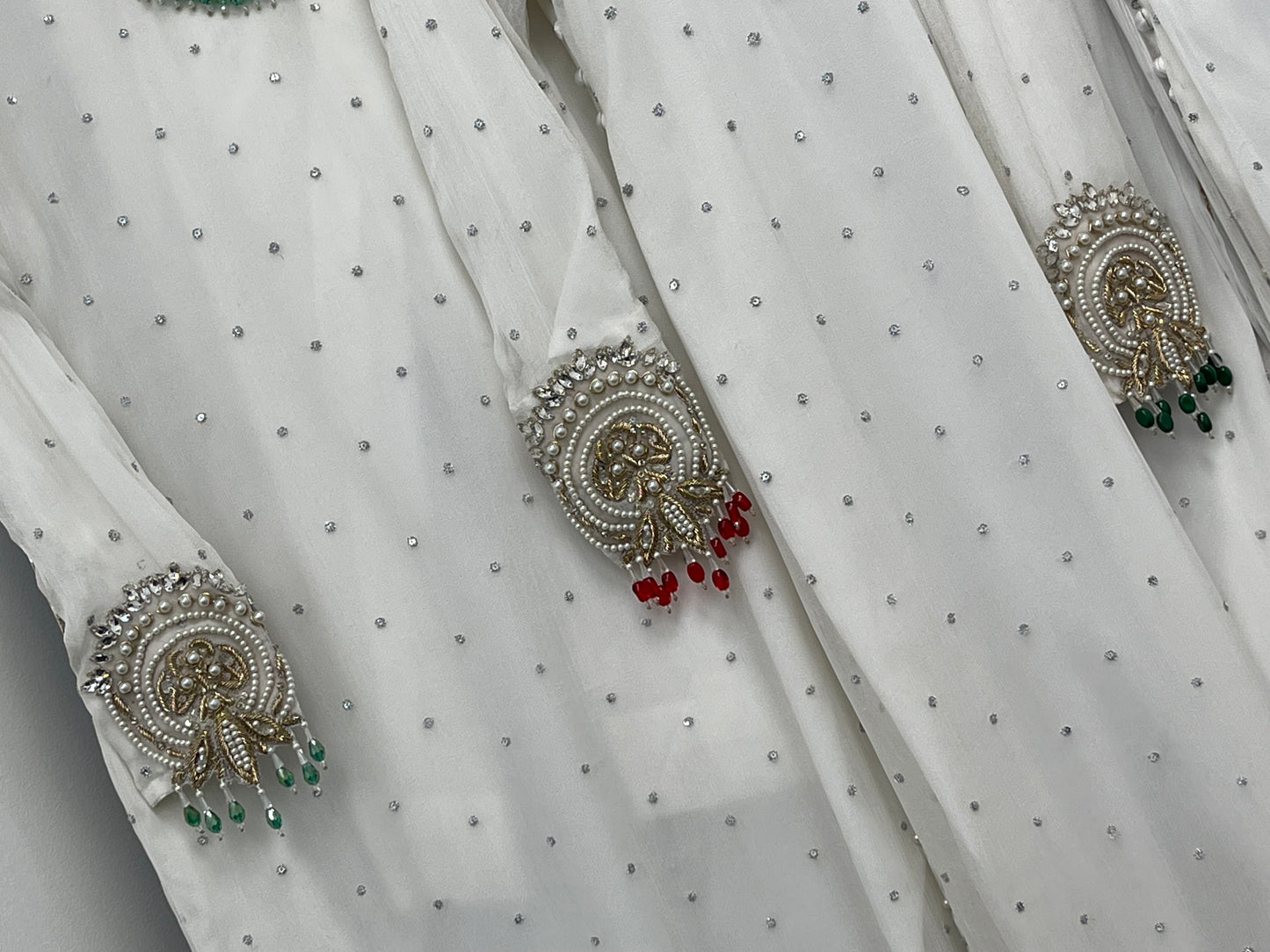 Laila - Chiffon Party Wear - Red - Green - Wedding Dress - T