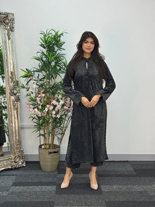 Polka Dots - Black - Shaneel Velvet