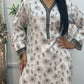 Daily Wear - 2 PC Printed Linen - White