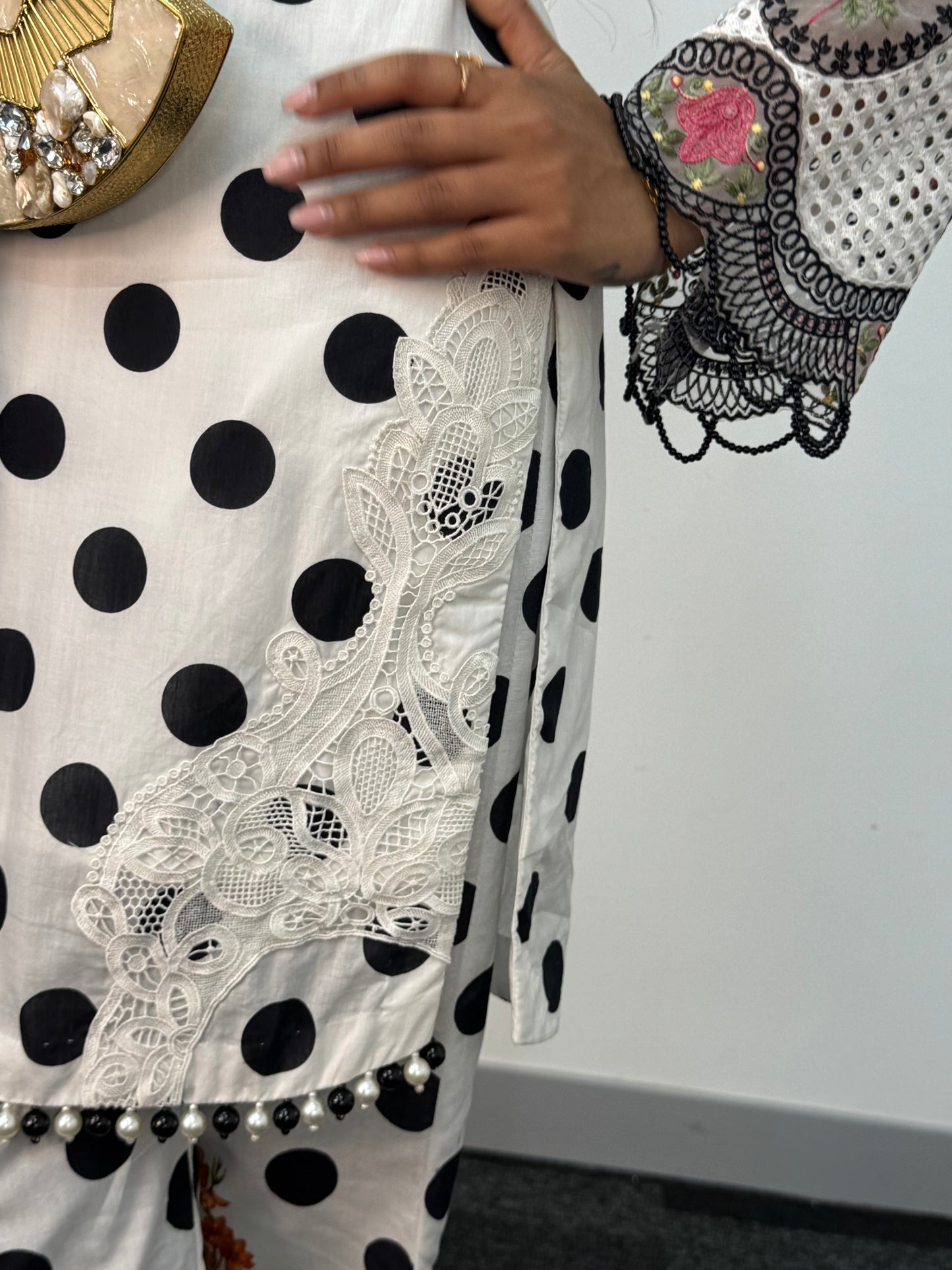 Maria B Lawn Mprints - Polka Dots -  Black