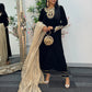 (Pre Order 3/4 Weeks) “Sawan” Velvet Pret Black Party Wedding Outfit