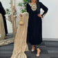 (Pre Order 3/4 Weeks) “Sawan” Velvet Pret Black Party Wedding Outfit
