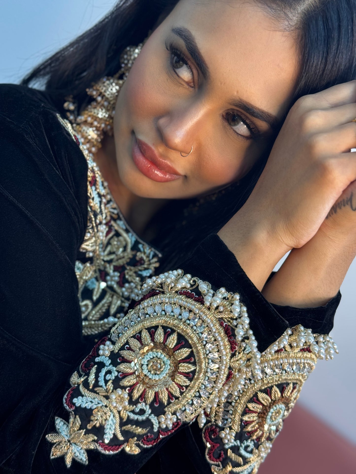 (Pre Order 3/4 Weeks) “Sawan” Velvet Pret Black Party Wedding Outfit