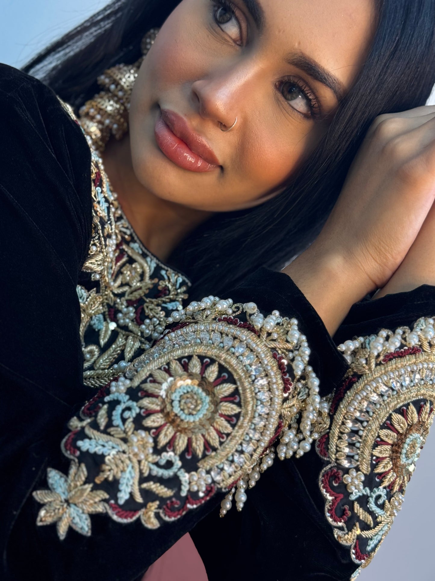 (Pre Order 3/4 Weeks) “Sawan” Velvet Pret Black Party Wedding Outfit