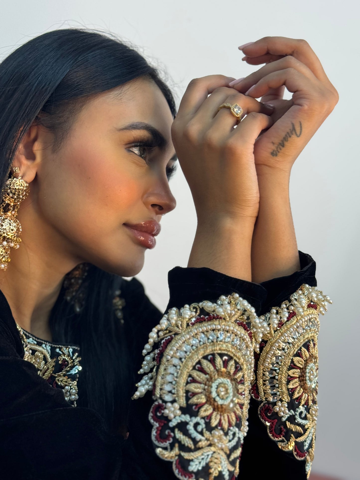 (Pre Order 3/4 Weeks) “Sawan” Velvet Pret Black Party Wedding Outfit