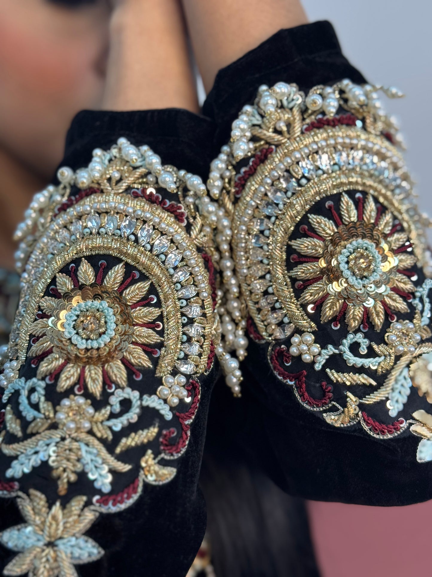 (Pre Order 3/4 Weeks) “Sawan” Velvet Pret Black Party Wedding Outfit