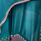 Phul Jhari - 80grams Raw Silk - Pure Organza Dupatta- Teal Pret -