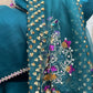 Phul Jhari - 80grams Raw Silk - Pure Organza Dupatta- Teal Pret -