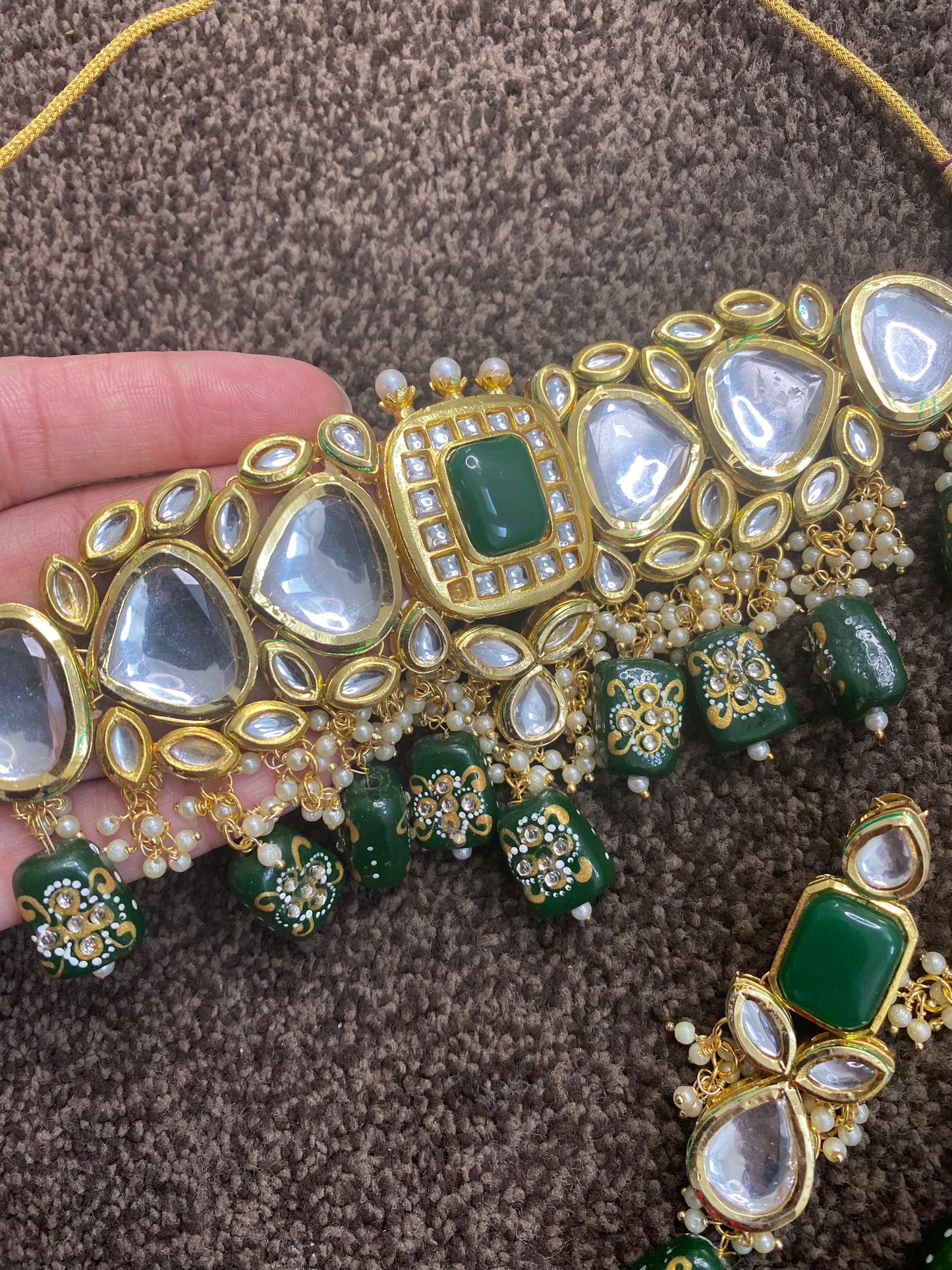 Green reversible jewellery Set