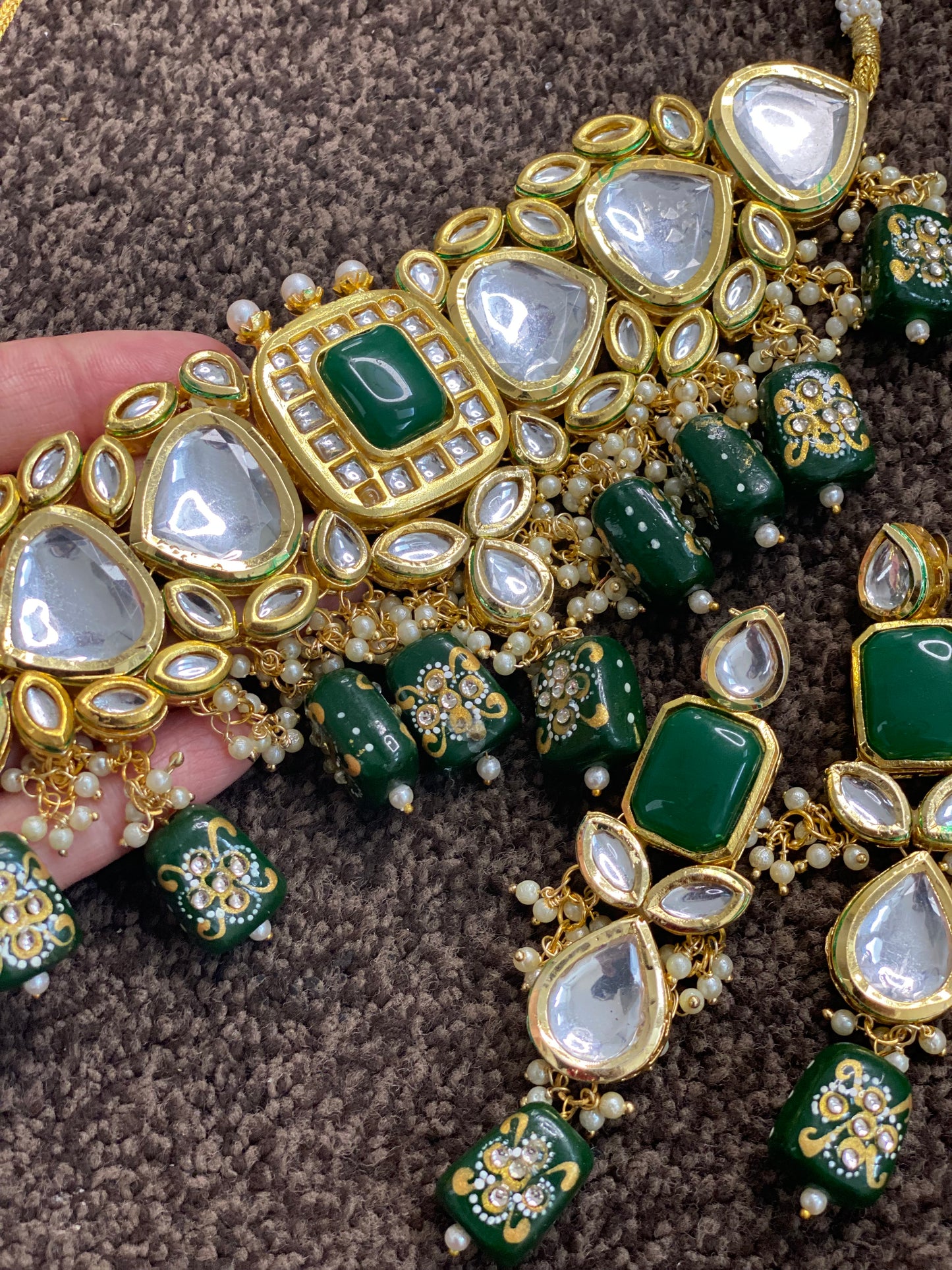 Green reversible jewellery Set