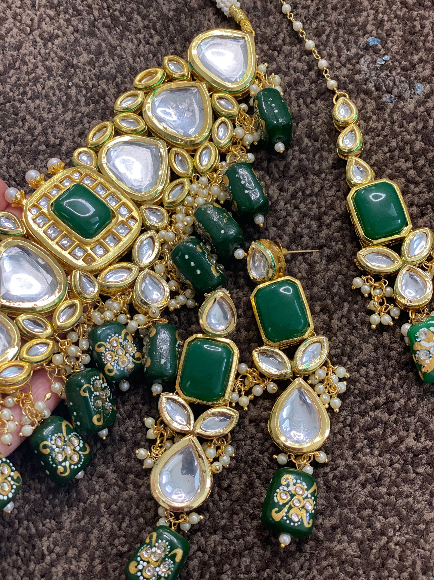 Green reversible jewellery Set