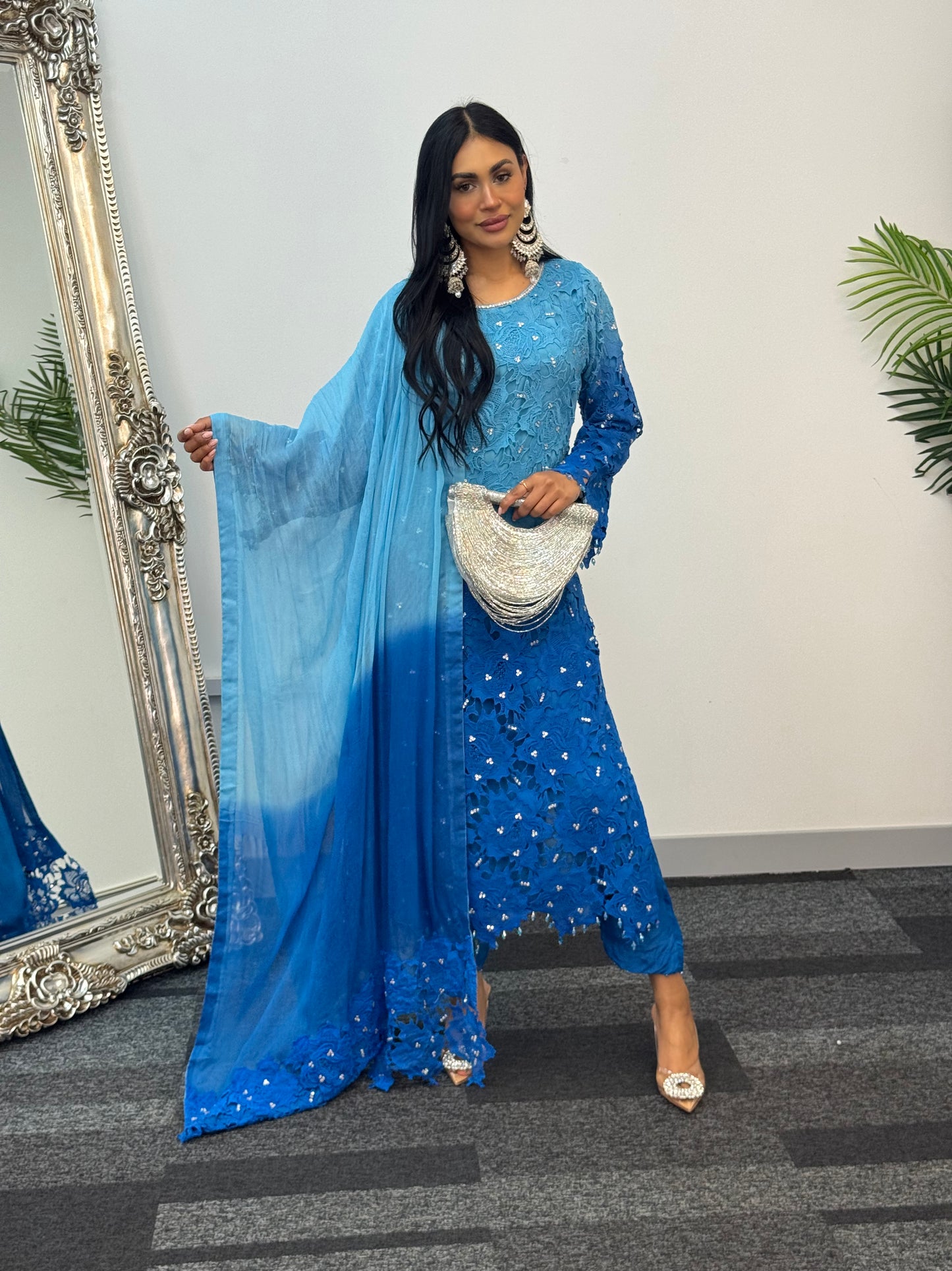 Parisa - Ombre Lacy Crochet - Blue