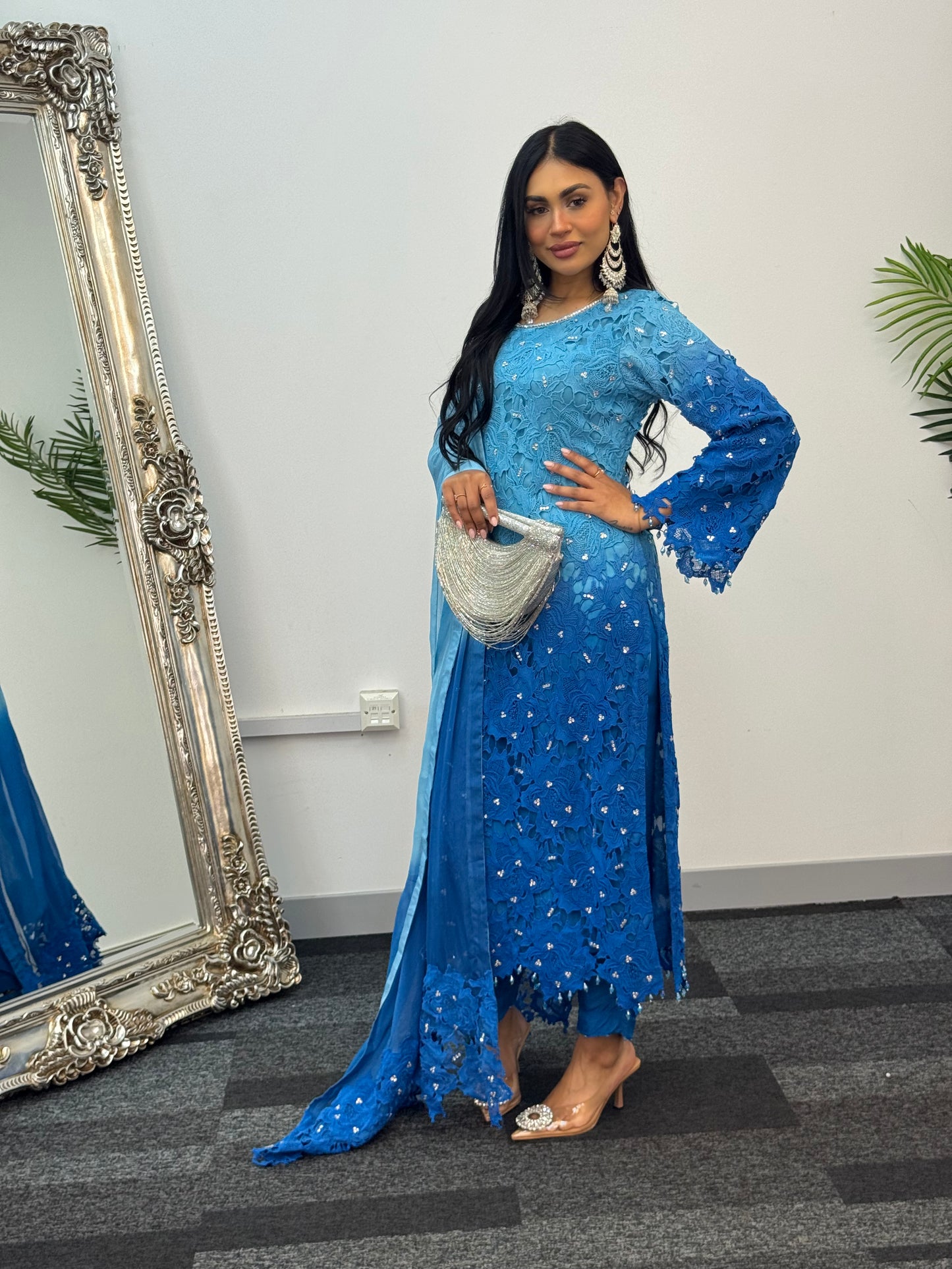Parisa - Ombre Lacy Crochet - Blue