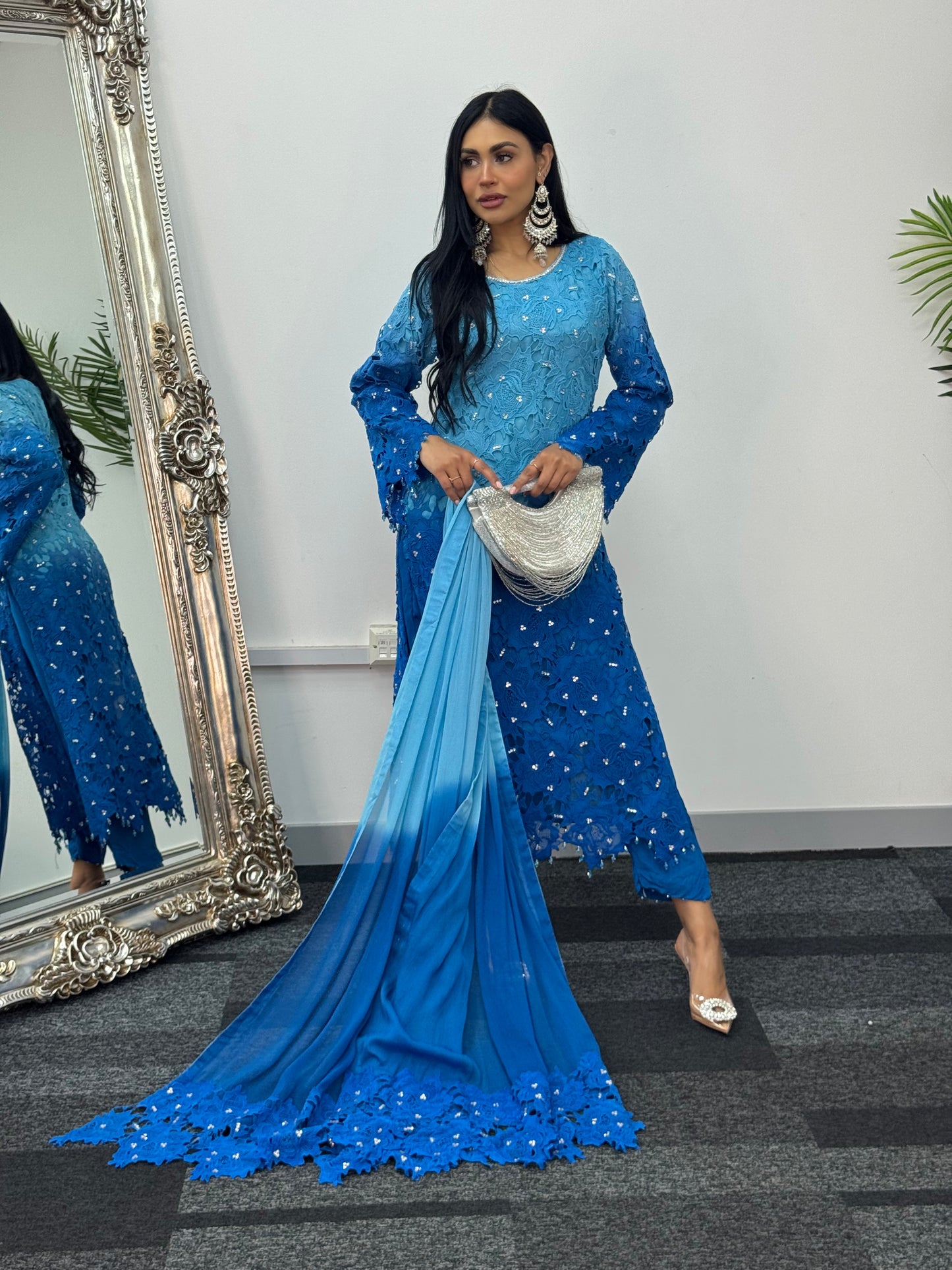 Parisa - Ombre Lacy Crochet - Blue