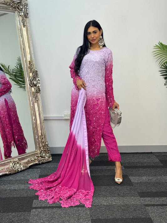 Parisa - Ombre Lacy Crochet - Lilac