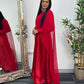 Cape Shawl Dress - Silk Chiffon  - Red