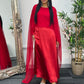 Cape Shawl Dress - Silk Chiffon  - Red