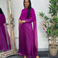 Cape Shawl Dress - Silk Chiffon  - Purple