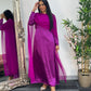 Cape Shawl Dress - Silk Chiffon  - Purple