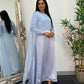 Cape Shawl Dress - Silk Chiffon  - Blue