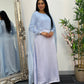 Cape Shawl Dress - Silk Chiffon  - Blue