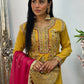 “Lashkara” - Party Wear - Yellow - Hot Pink
