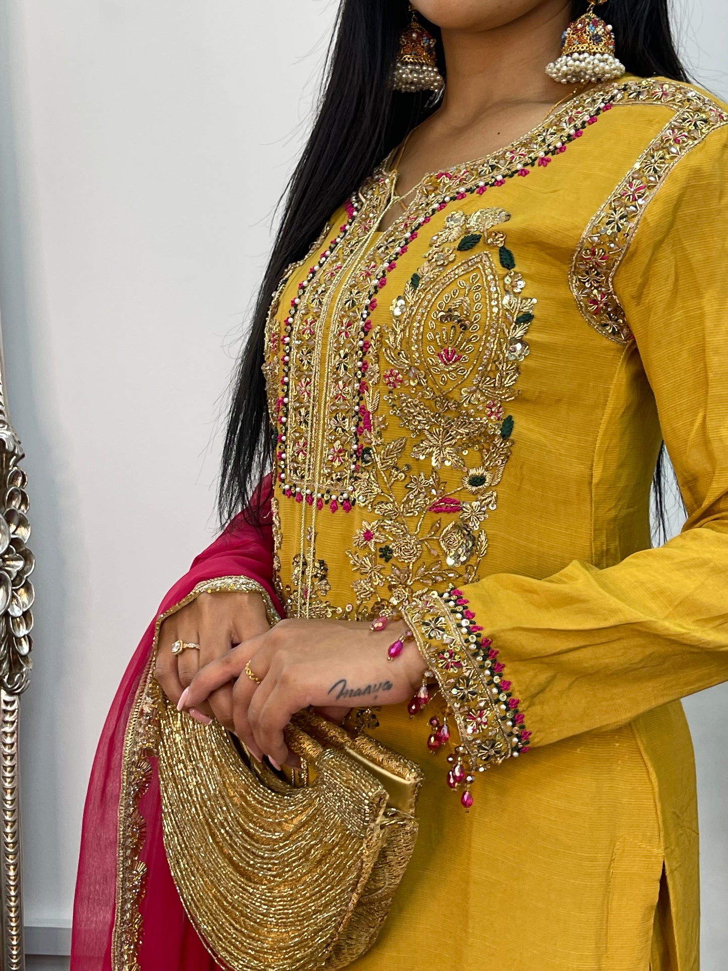 (Pre Order 3/4 Weeks) “Lashkara” - Party Wear - Yellow - Hot Pink - Mustard