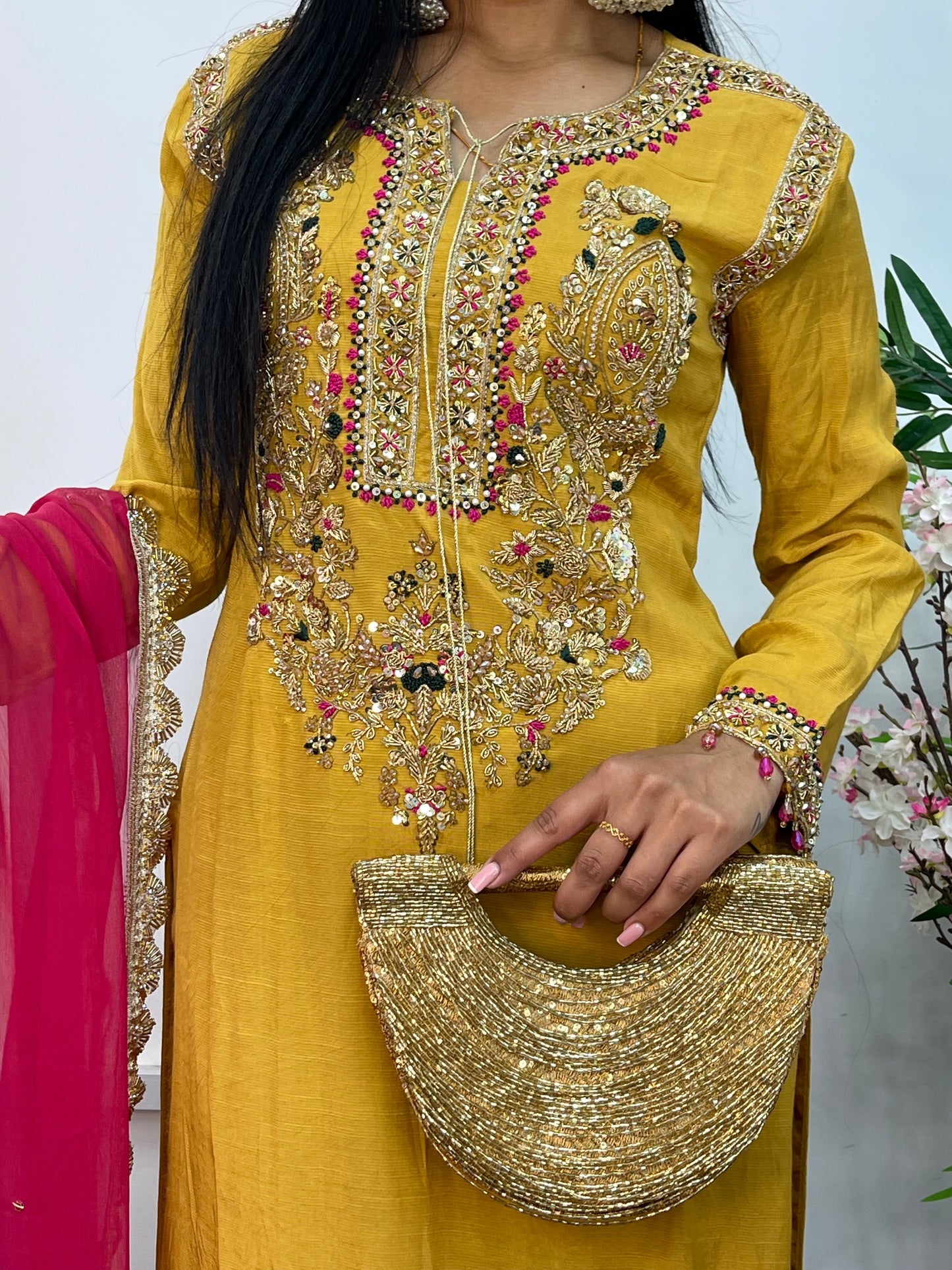 (Pre Order 3/4 Weeks) “Lashkara” - Party Wear - Yellow - Hot Pink - Mustard