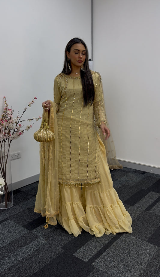 Farshi Garara Beige - Gold Farshee Garara - J