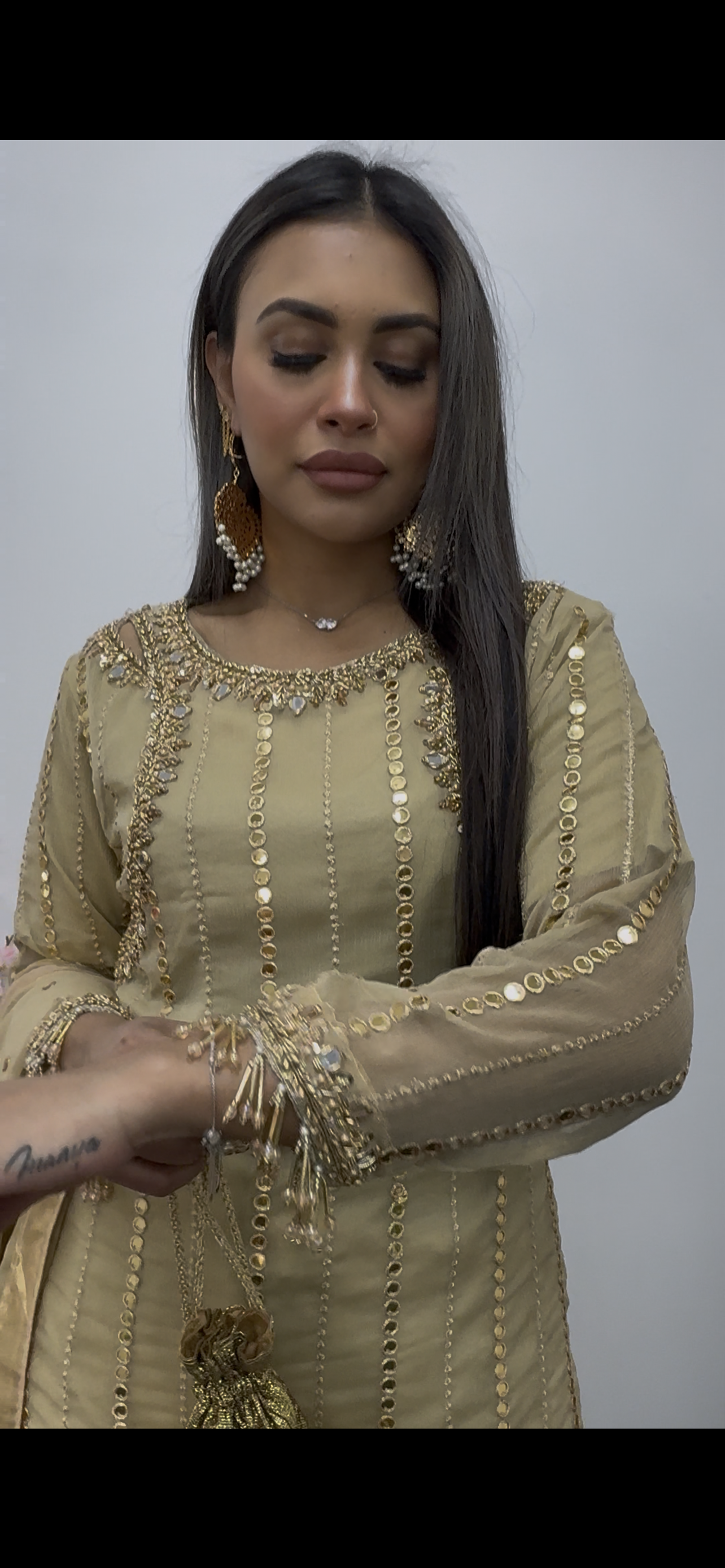 Farshi Garara Beige - Gold Farshee Garara - J