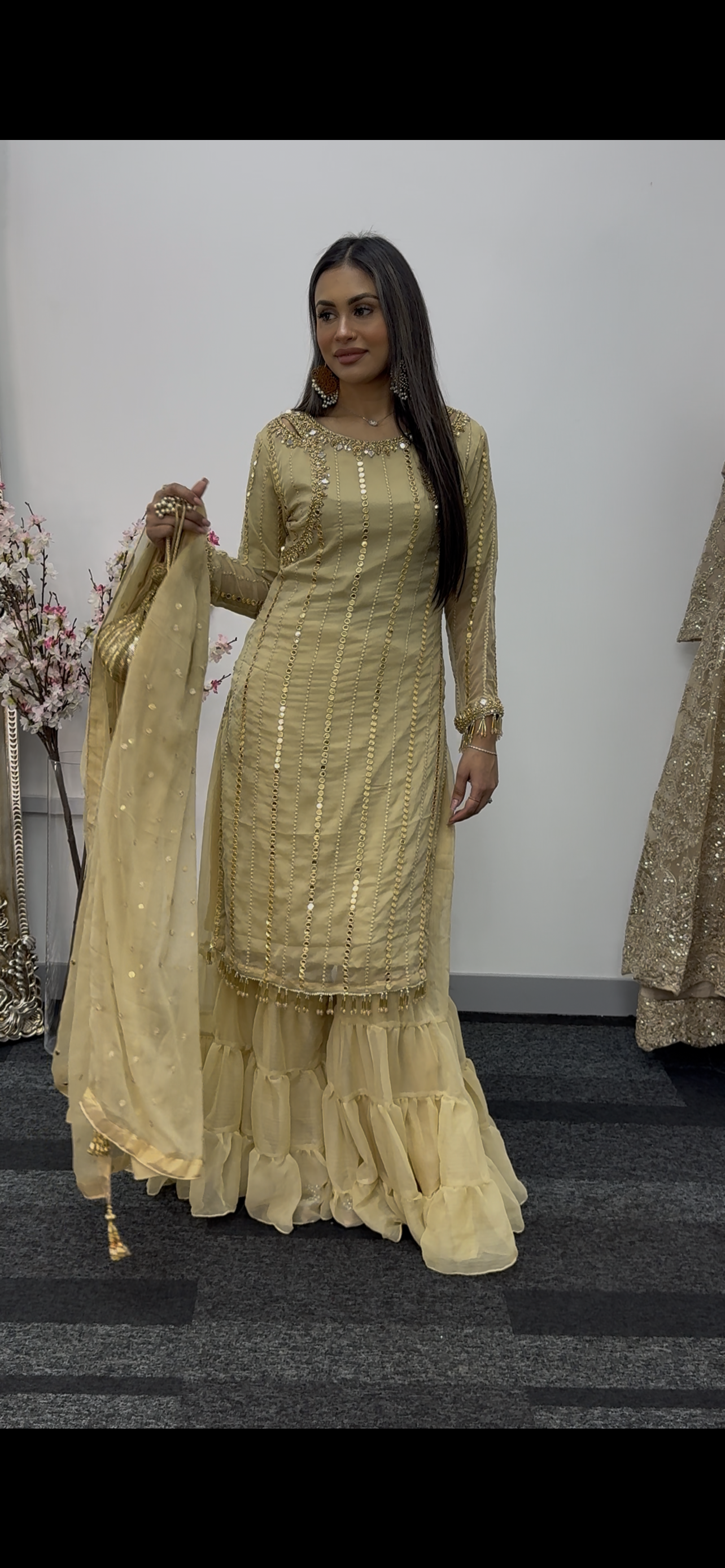 Farshi Garara Beige - Gold Farshee Garara - J