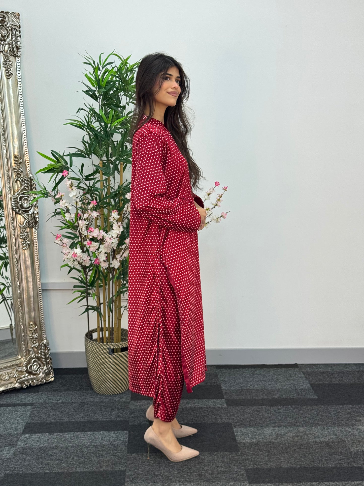 Polka Dots - Red - Shaneel Velvet