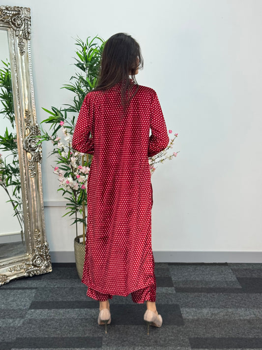 Polka Dots - Red - Shaneel Velvet