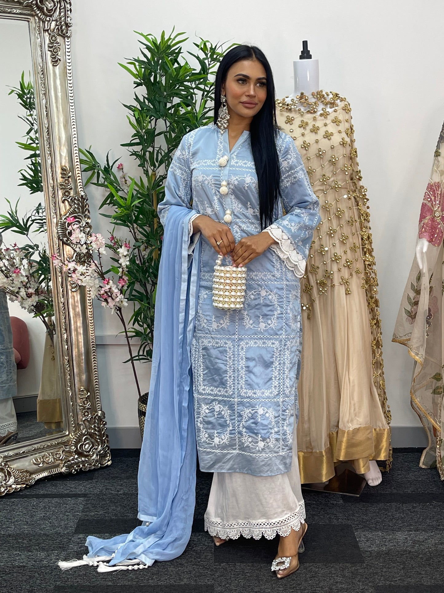 Paper Lawn | Chikankaari - Blue - C