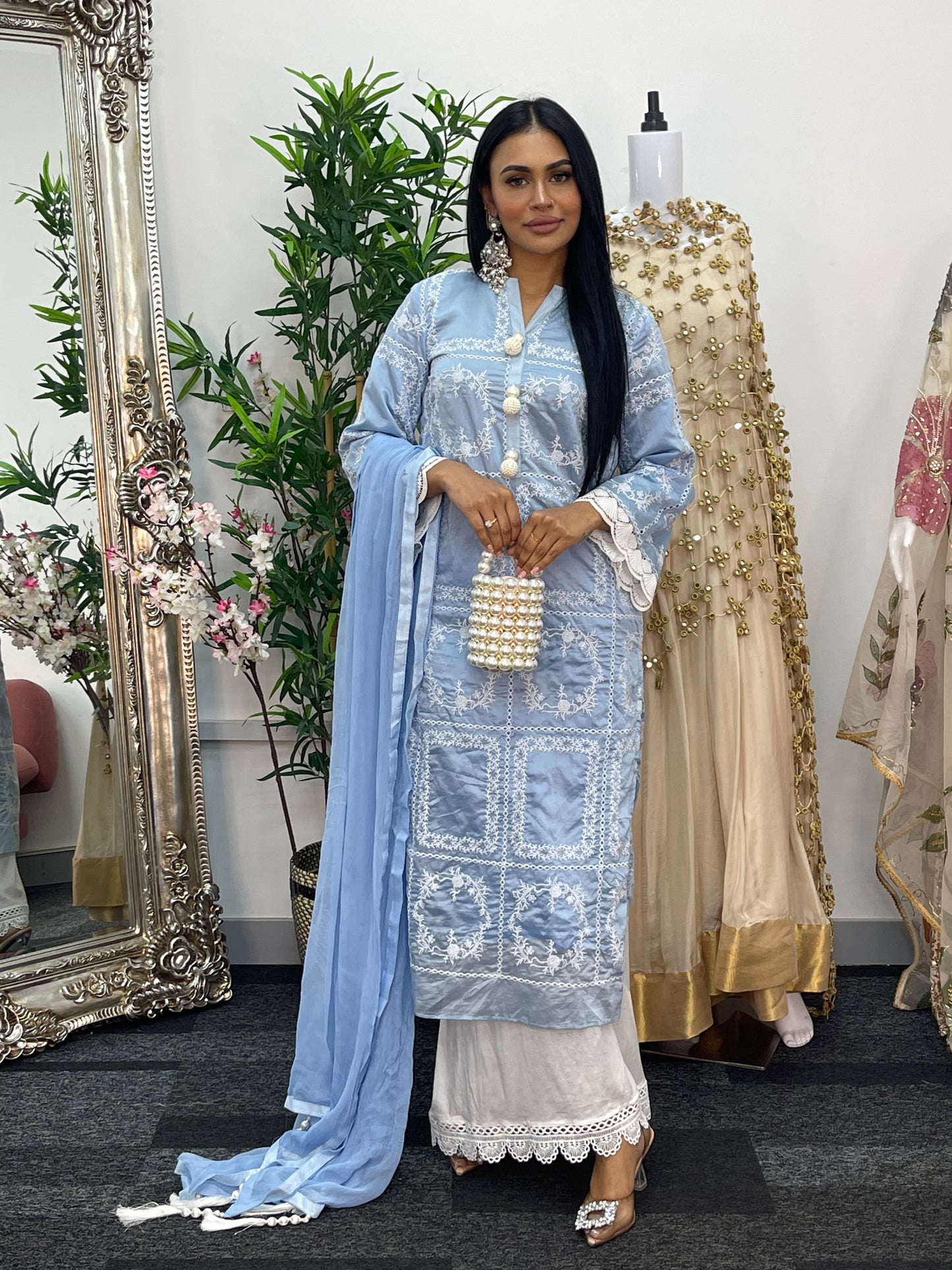 Paper Lawn | Chikankaari - Blue - C