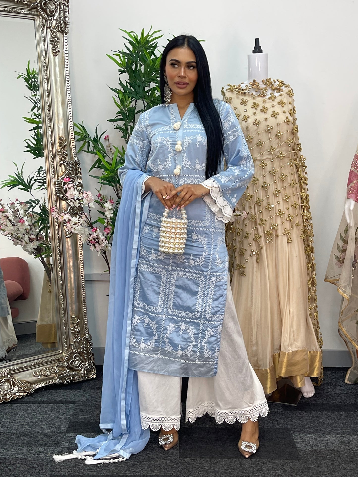 Paper Lawn | Chikankaari - Blue - C