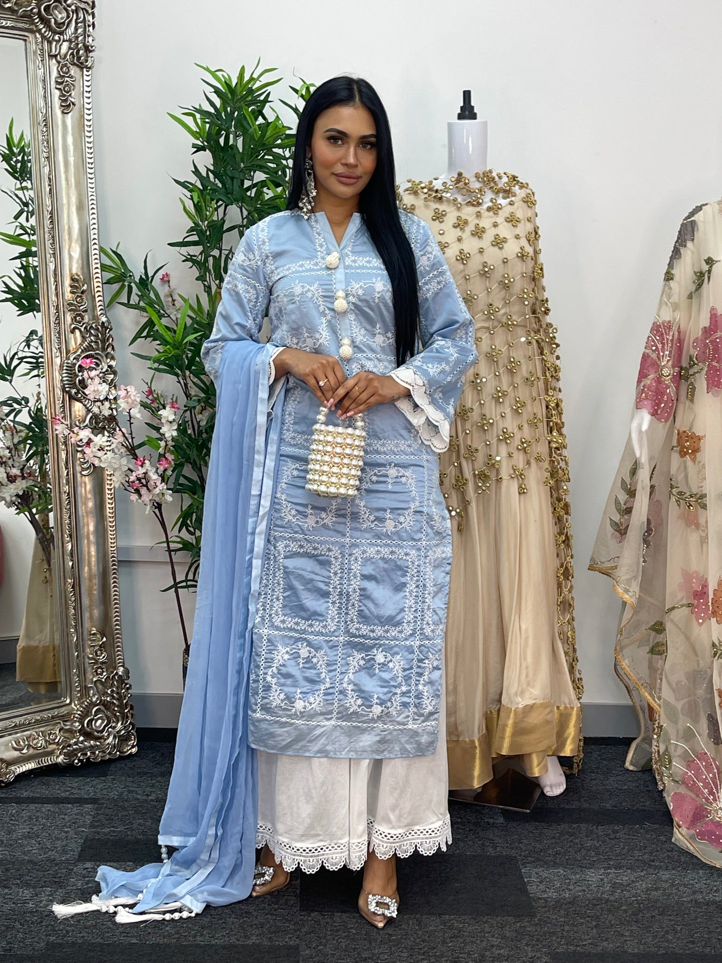 Paper Lawn | Chikankaari - Blue - C