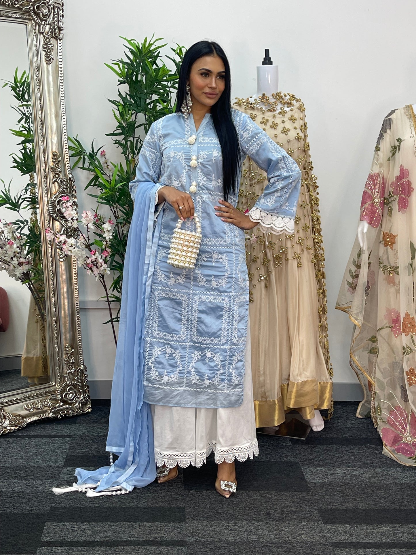 Paper Lawn | Chikankaari - Blue - C