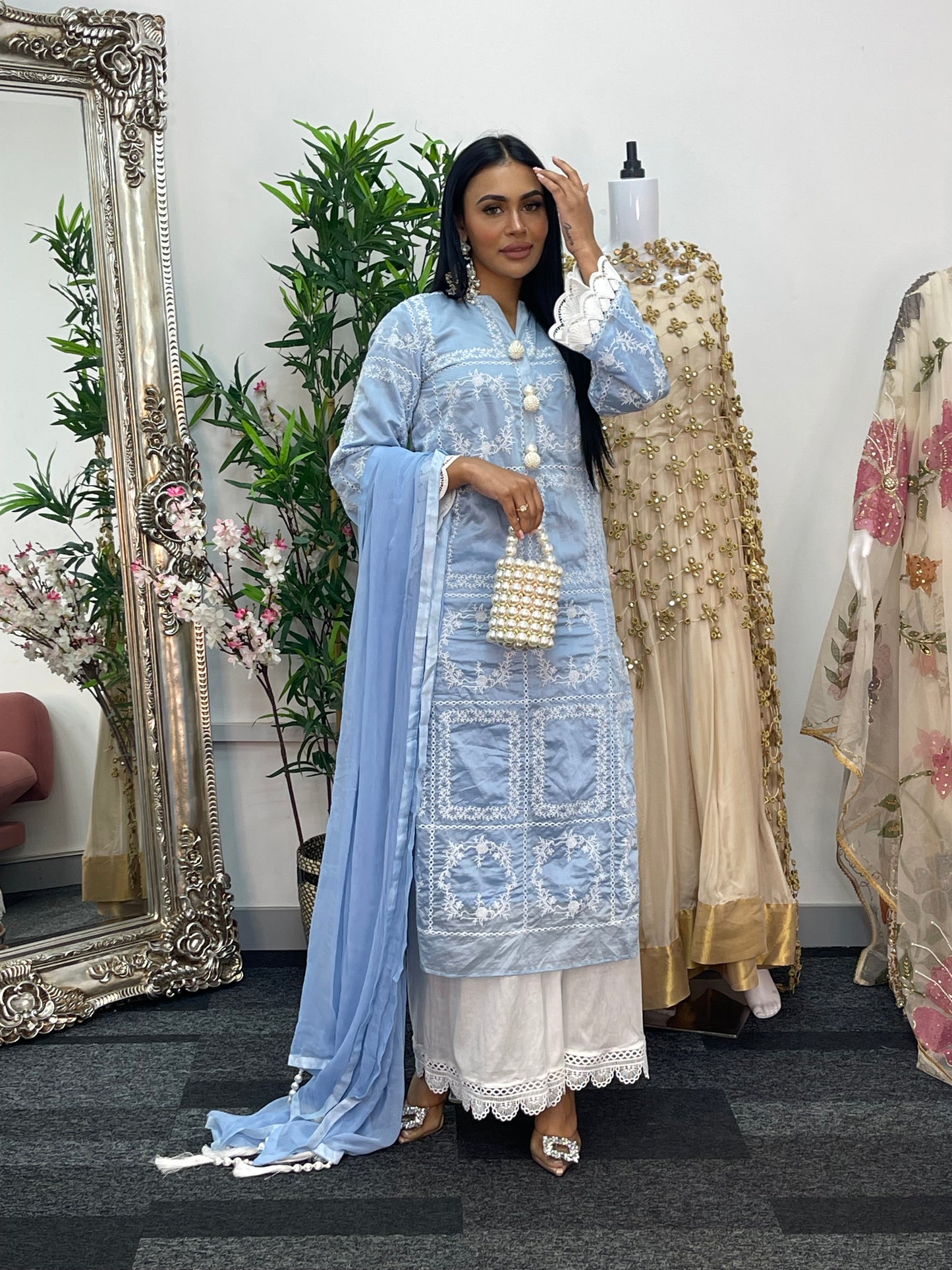 Paper Lawn | Chikankaari - Blue - C