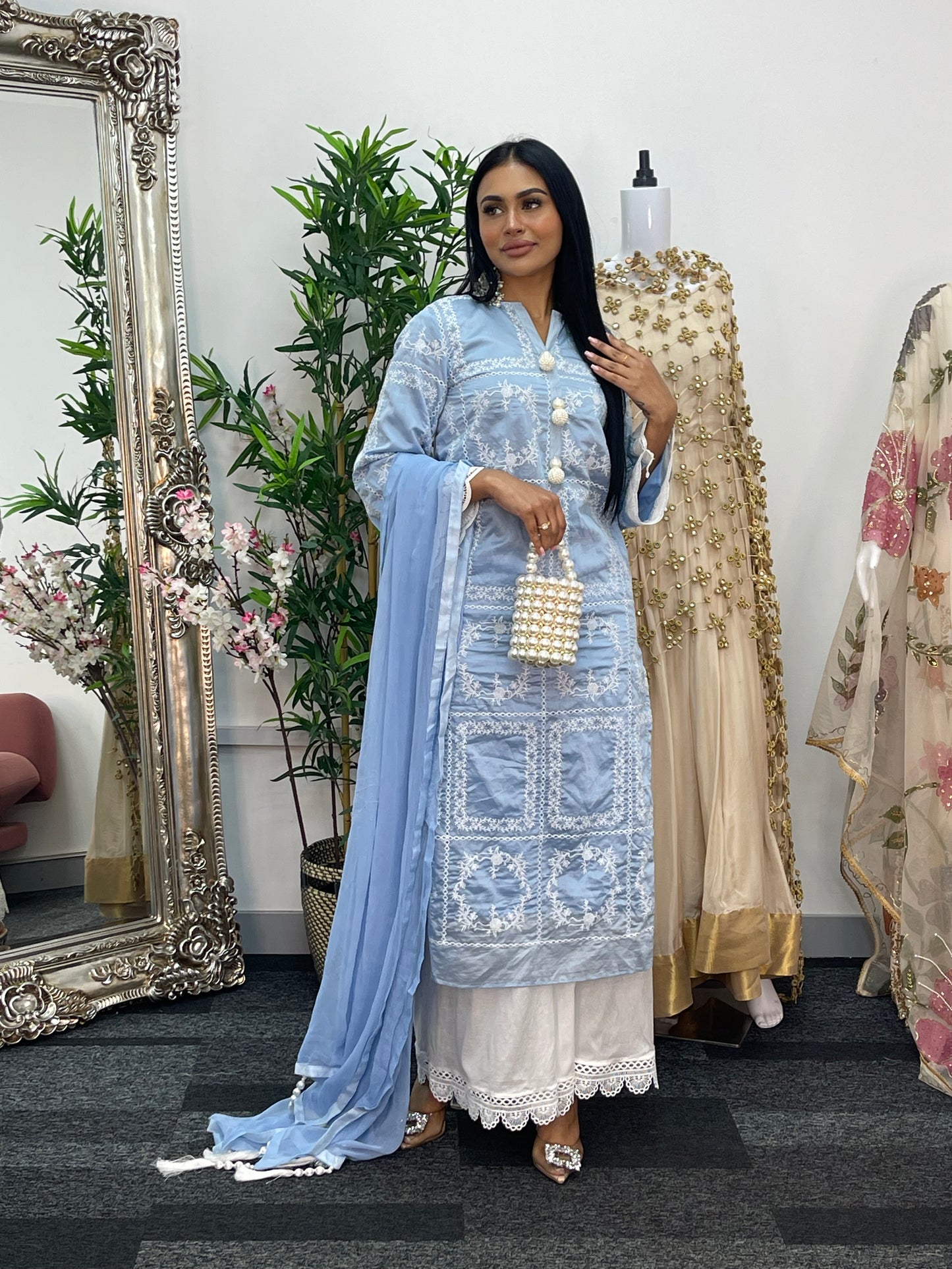 Paper Lawn | Chikankaari - Blue - C