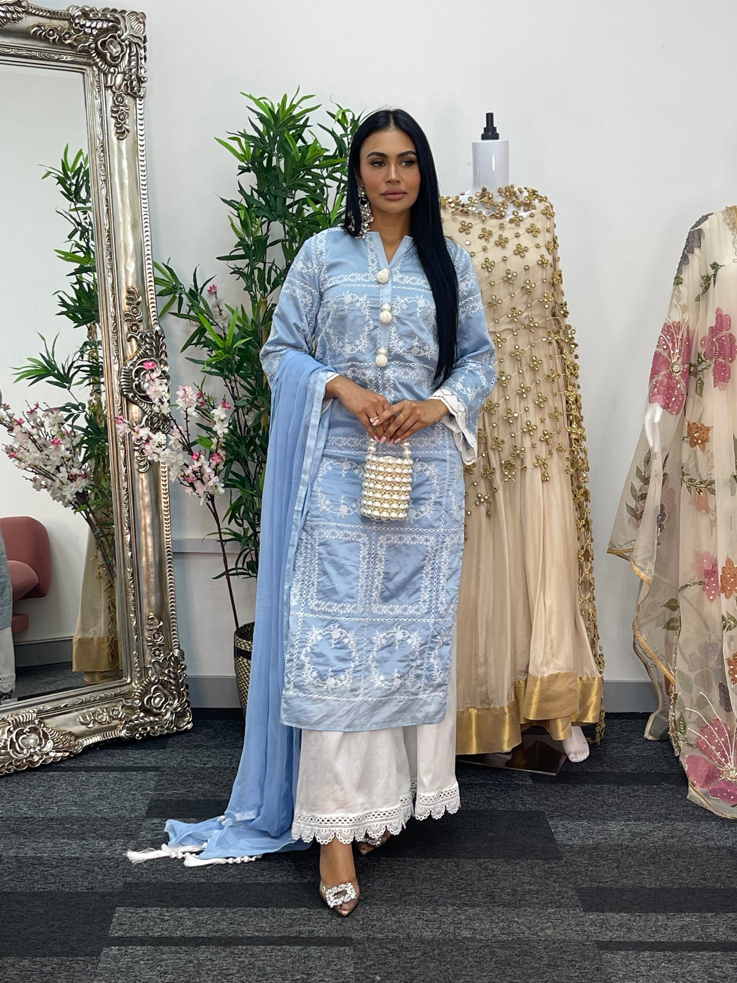 Paper Lawn | Chikankaari - Blue - C