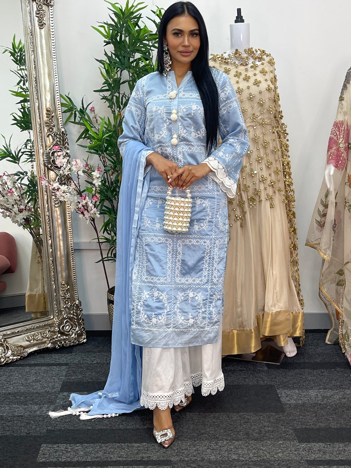 Paper Lawn | Chikankaari - Blue - C