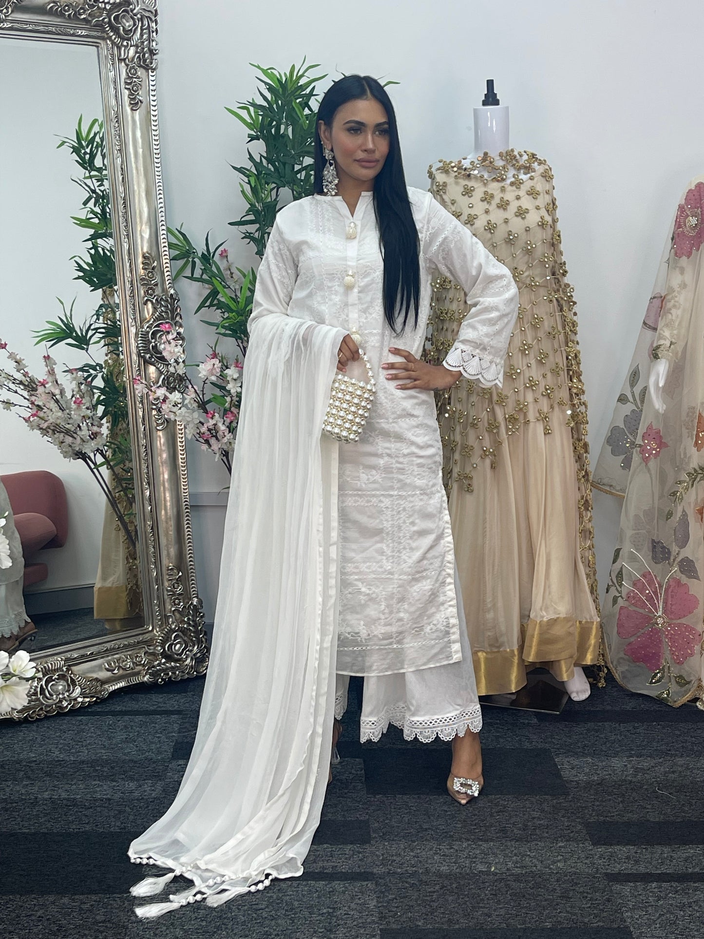 Paper Lawn | Chikankaari - -white - C