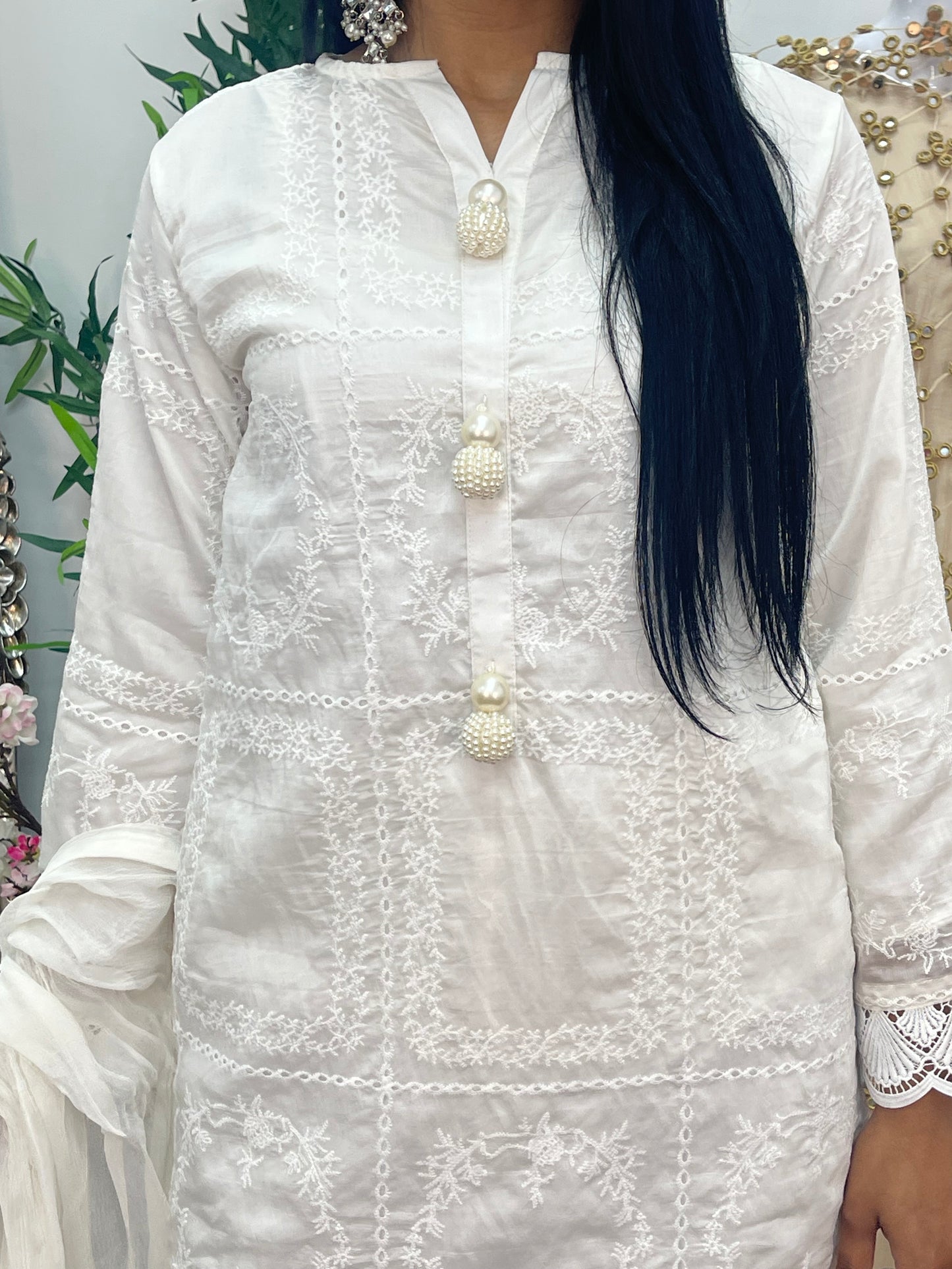 Paper Lawn | Chikankaari - -white - C